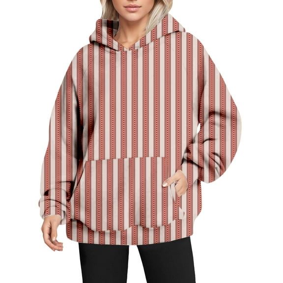 Bovemsi Sweatshirt for Women Retro Fashion Print Loose Large Sized Casual Long Sleeved Hoodie Comfort Hoodie