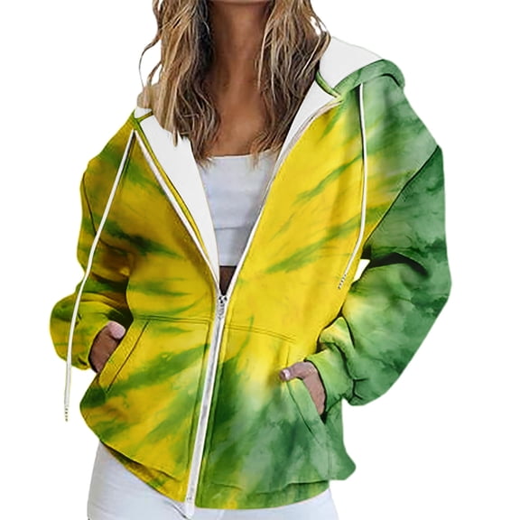 Bovemsi Sweatshirt for Women Spring And Autumn Winter Printed Fashion Pattern Hooded Sports Shirt Long Sleeve Pocket Loose Zip Up Hoodie