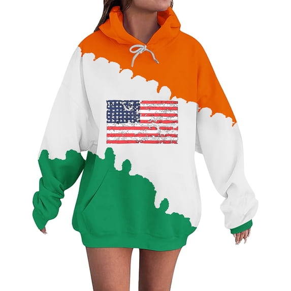 Bovemsi Sweatshirt for Women St.P Day Fall Tops Graphic Long Sleeve Shirts Print Pullover Comfort Hoodie