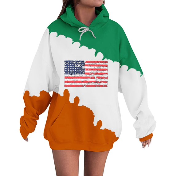 Bovemsi Sweatshirt for Women St.P Day Fall Tops Graphic Long Sleeve Shirts Print Pullover Comfort Hoodie
