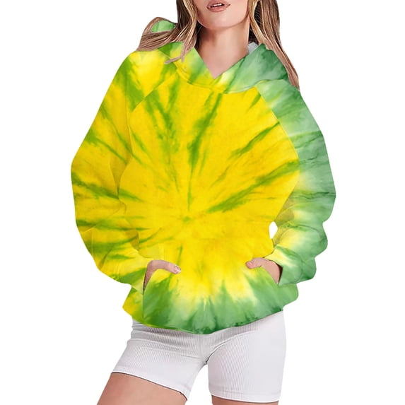 Bovemsi Sweatshirt for Women Tie Dye Printed Autumn And Winter Warm Hooded Sportswear Comfort Hoodie