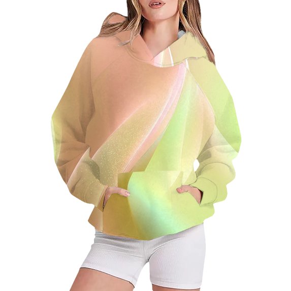 Bovemsi Sweatshirt for Women Women's Sportswear 2025 Gradient Pattern Long Sleeved Casual Pullover Comfort Hoodie