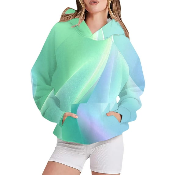 Bovemsi Sweatshirt for Women Women's Sportswear 2025 Gradient Pattern Long Sleeved Casual Pullover Comfort Hoodie