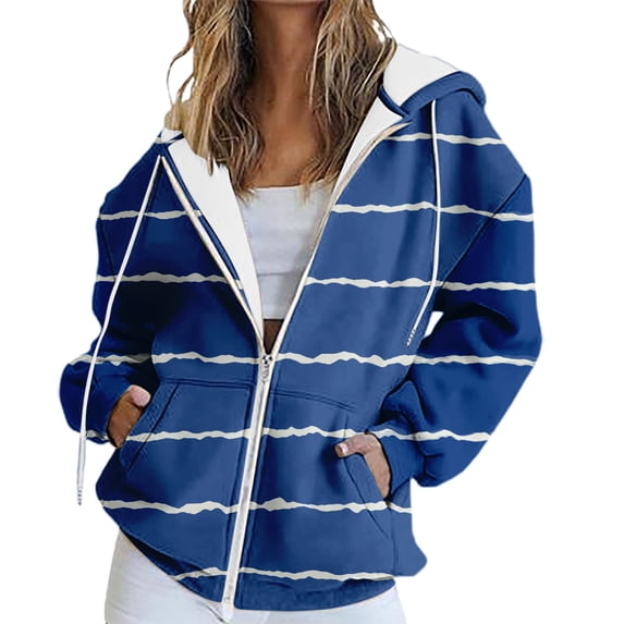 Bovemsi Sweatshirt for Women Zip Activewear Jacket Coat Printed Fall Outwear With Pockets Zip Up Hoodie