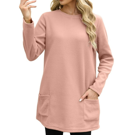 Bovemsi Sweatshirts for Women Crewneck Loose Fitting Tops Long Sleeve With Pocket Shirts Pullover Long Sleeve Clothes Pullover