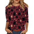 thumbnail image 1 of Bovemsi Tops for Women Trendy Soft Round‑Neck 3/4‑Sleeve Printed Blouse Fashion Outfits Clothes Breathable XXL, 1 of 4