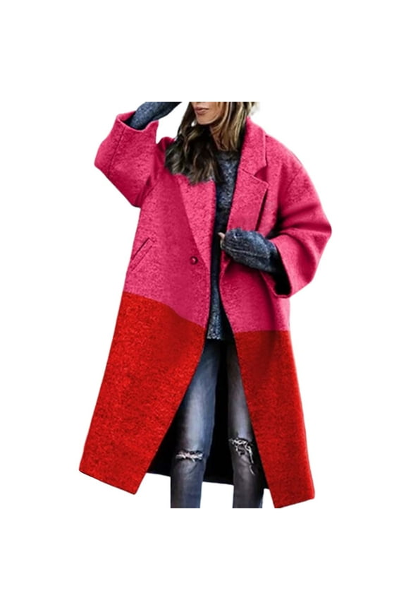 Trench Coats 2025 New European And American Autumn Women's Long Sleeved Lapel Coat Printed Woolen Fall Winter Clothes L