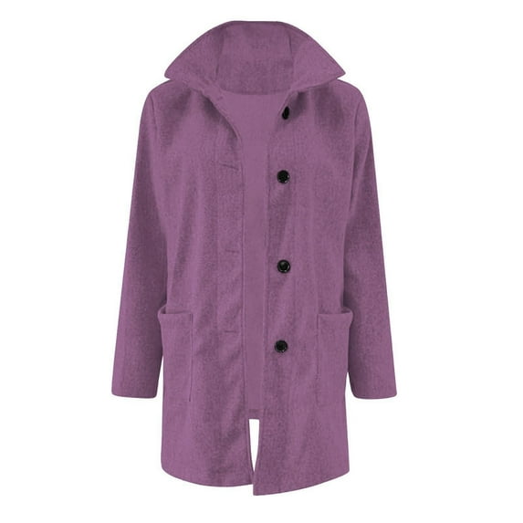 Bovemsi Trench Coats Long For Women Winter Stand Collar Single Breasted Wool Blend Peacoat Thicken Jacket Fall Winter Clothes S