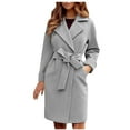 thumbnail image 1 of Bovemsi Trench Coats Women Peacoat Coat Casual Mid Long Overcoat Lapel Open Front Cardigan Outwear Woolen Fleece Winter With Belt Fall Winter Clothes M, 1 of 6