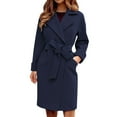 thumbnail image 1 of Bovemsi Trench Coats Women Peacoat Coat Casual Mid Long Overcoat Lapel Open Front Cardigan Outwear Woolen Fleece Winter With Belt Fall Winter Clothes S, 1 of 5