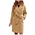 thumbnail image 1 of Bovemsi Trench Coats Women Peacoat Coat Casual Mid Long Overcoat Lapel Open Front Cardigan Outwear Woolen Fleece Winter With Belt Fall Winter Clothes S, 1 of 9