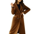 thumbnail image 1 of Bovemsi Trench Coats Women's Autumn And Winter Simple Double Breasted Long Sleeved Lapel Button Woolen Jacket Fall Winter Clothes L, 1 of 7