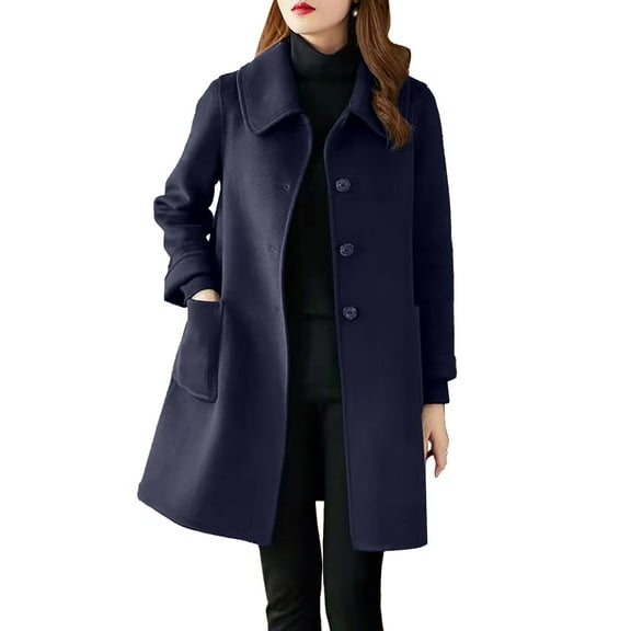 Bovemsi Trench Coats Women's Coat Casual Design Sense Stand Collar Solid Color Fall Winter Clothes L