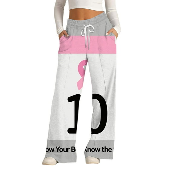 Bovemsi Wide Leg Pants Woman In Comfort: Breast Cancer Support Wide Leg Pants Travel Pants