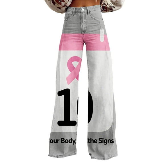 Bovemsi Wide Leg Pants Woman In Comfort: Breast Cancer Support Wide Leg Pants Travel Pants