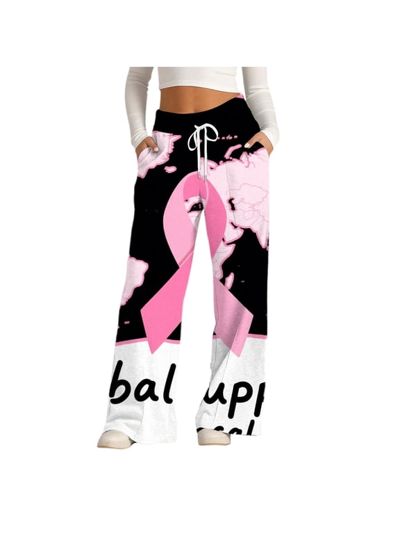 Wide Leg Pants Woman In Comfort: Breast Cancer Support Wide Leg Pants Travel Pants