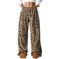 thumbnail image 1 of Bovemsi Wide Leg Pants Woman Leopard Print High Waisted Baggy Trousers Fuzzy Pajama Sleepwear Travel Pants, 1 of 6