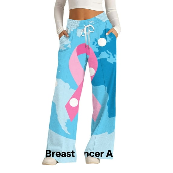 Bovemsi Wide Leg Pants Woman Wear The Cause Boldly: Breast Cancer Awareness Wide Legs Travel Pants