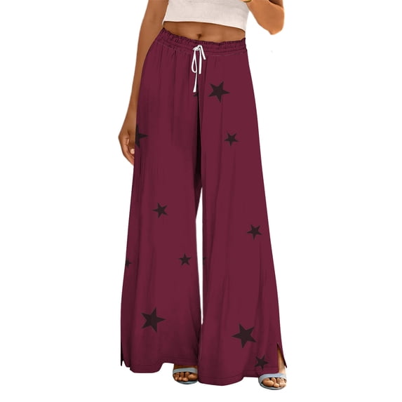 Bovemsi Wide Leg Pants Woman Women's 2025 Vacation Elastic Rope Casual Travel Pants