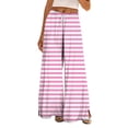 thumbnail image 1 of Bovemsi Wide Leg Pants Woman Women's 2025 Vacation Elastic Rope Horizontal Striped Casual Travel Pants, 1 of 6