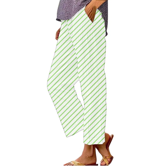 Bovemsi Wide Leg Pants Woman Women's Spring And Summer Casual 3D Printed Back Pocket Cotton Linen Travel Pants