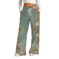 thumbnail image 1 of Bovemsi Wide Leg Pants Woman Women's Summer Leisure Fashion Lacing Solid Color Waist Casual Travel Pants, 1 of 9