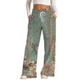 thumbnail image 1 of Bovemsi Wide Leg Pants Woman Women's Summer Leisure Fashion Lacing Solid Color Waist Casual Travel Pants, 1 of 9