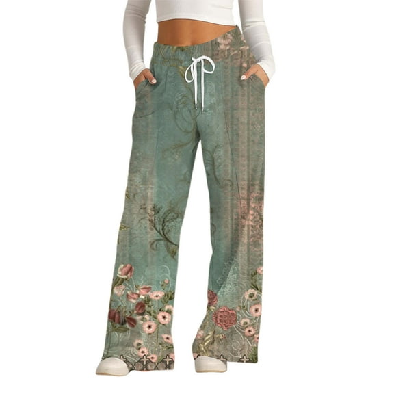 Bovemsi Wide Leg Pants Woman Women's Summer Leisure Fashion Lacing Solid Color Waist Casual Travel Pants