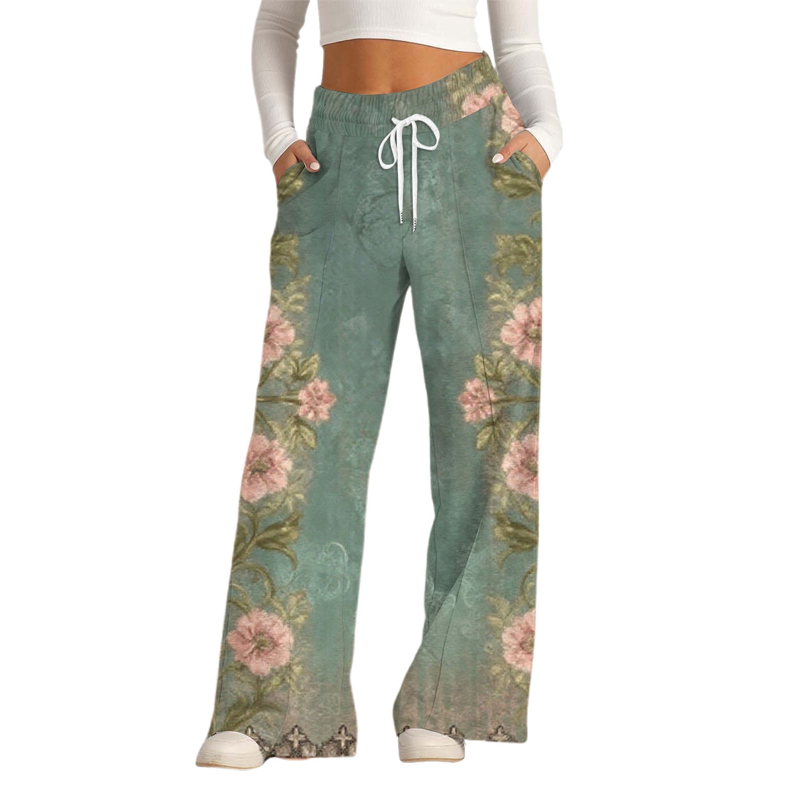 Women Summer Casual Pure Color Wide-leg Pants main image 1