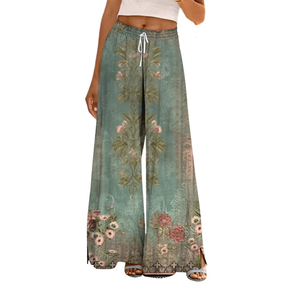 Bovemsi Wide Leg Pants Woman Women's With Pockets High Waist Adjustable Loose Casual Trousers Business Work Travel Pants