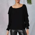 thumbnail image 1 of Bovemsi Women Casual Off Shoulder Long Sleeve Solid Loose T Shirt Blouses Tops, Black Summer Women's Long Sleeve T-Shirts, L, 1 of 4