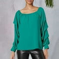 thumbnail image 1 of Bovemsi Women Casual Off Shoulder Long Sleeve Solid Loose T Shirt Blouses Tops, Green Summer Women's Long Sleeve T-Shirts, M, 1 of 4