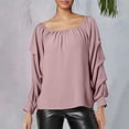 thumbnail image 1 of Bovemsi Women Casual Off Shoulder Long Sleeve Solid Loose T Shirt Blouses Tops, Pink Summer Women's Long Sleeve T-Shirts, M, 1 of 4