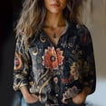 thumbnail image 1 of Bovemsi Women Cotton Shirt Printed Fashion Down Shirts Casual Tops Long Sleeve Blouse, Black Women's Summer Shirts, M, 1 of 4