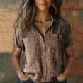 thumbnail image 1 of Bovemsi Women Cotton Shirt Printed Fashion Down Shirts Casual Tops Short Sleeve Blouse, Gold Women's Summer Shirts, XXL, 1 of 4