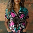 thumbnail image 1 of Bovemsi Women Cotton Shirt Printed Fashion Down Shirts Casual Tops Short Sleeve Blouse, Pink Women's Summer Shirts, XXL, 1 of 4