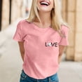 thumbnail image 1 of Bovemsi Women Daily Casual Printed Short Sleeve O Neck T Shirt Tops, Pink Women's Summer Short Sleeve T-Shirts, XL, 1 of 6