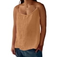 thumbnail image 1 of Bovemsi Women's 2025 Summer Cotton Linen Camisole - Spaghetti Strap Loose Sleeveless Tank, Casual Under Clothes Top, 1 of 6