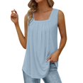 thumbnail image 1 of Bovemsi Women's 2025 Summer Cotton Tank - Loose Pleated Square Neck, Sleeveless Flowy Curved Vest, Basic Camisole for Under Clothes, 1 of 6