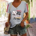 thumbnail image 1 of Bovemsi Women's Baseball Season Solid Color Sports Top V Neck Loose Short Sleeved Shirt, Gray Women's Summer Short Sleeve T-Shirts, S, 1 of 6