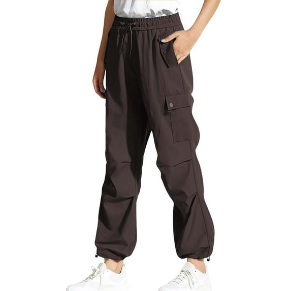 Bovemsi Women's Cargo Lounge Pants - Baggy Wide Leg Elastic Waist, 90s Vintage Oversized Parachute Track Pants, Hip Hop Streetwear Joggers