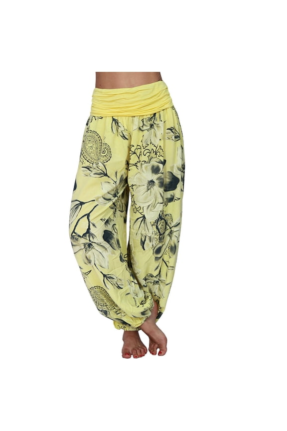 Women's Casual Pants Hippie High Waist Loose Wide Leg Plus Size Trousers Harem Beach Trousers