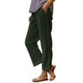 thumbnail image 1 of Bovemsi Women's Casual Pants Plus Size For Women Linen High Elastic Waist Drawstring Ankle Business Pull On With Pockets for Travel, 1 of 5