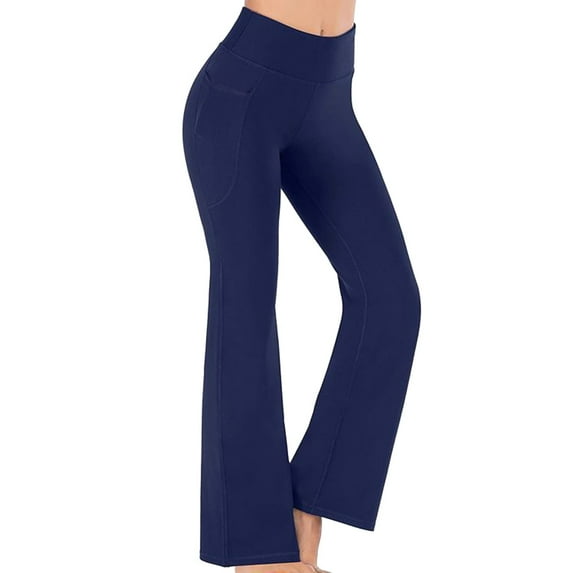Bovemsi Women's Casual Pants Solid Color High Waist Hip Lift Yoga Leggings with Pockets