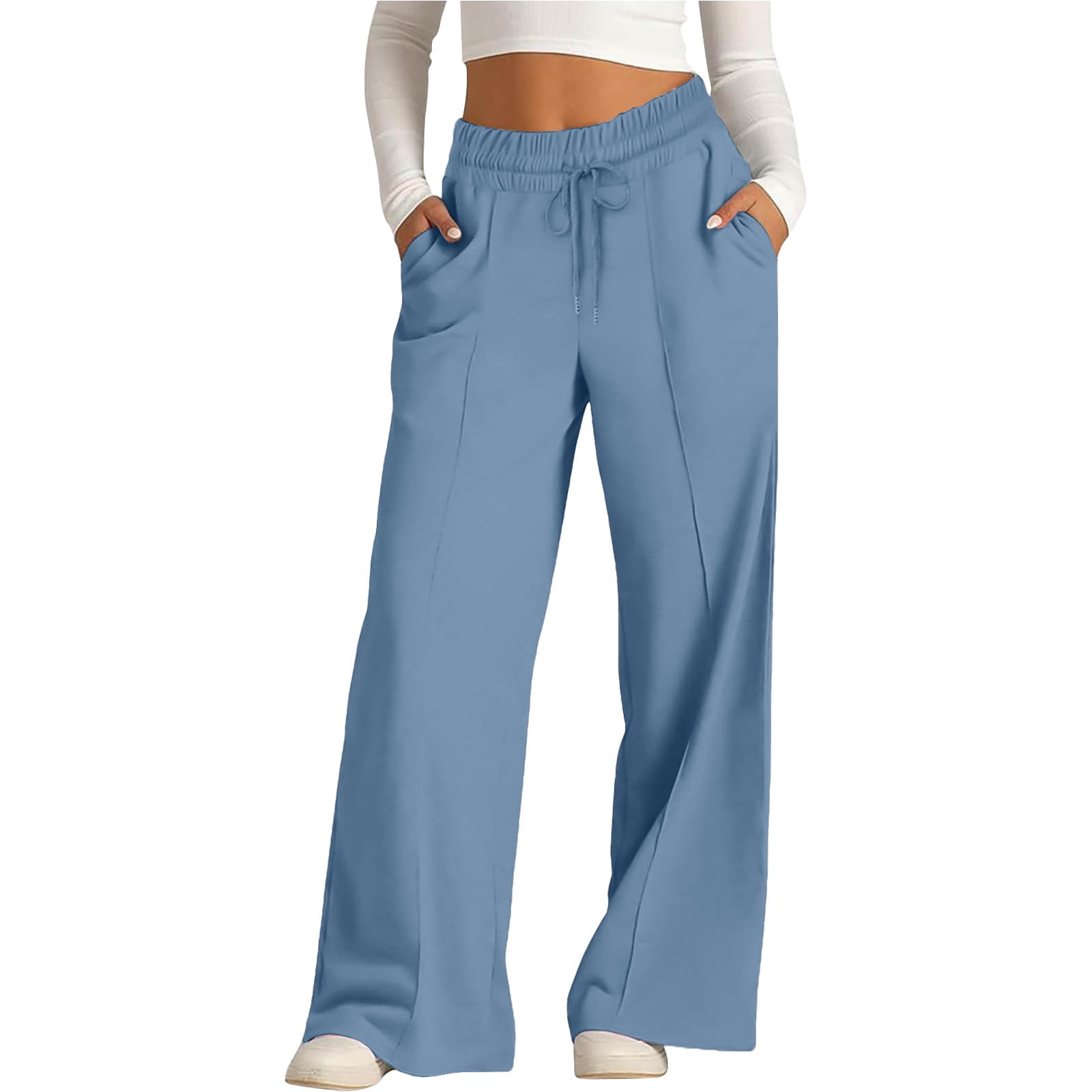 Bovemsi Women's Casual Pants Summer Leisure Fashion Lacing Solid Color ...