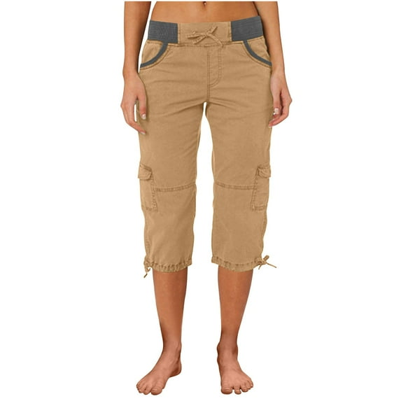 Bovemsi Women's Casual Pants Summer Women Multi Pocket Trousers Outdoor Sports Cropped Overalls Thin Loose Cargo Shorts (Available in Plus Size)