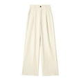 thumbnail image 1 of Bovemsi Women's Casual Pants Wide Leg High Elastic Waisted In The Back Business Work Trousers Long Straight Suit with Pockets, 1 of 4
