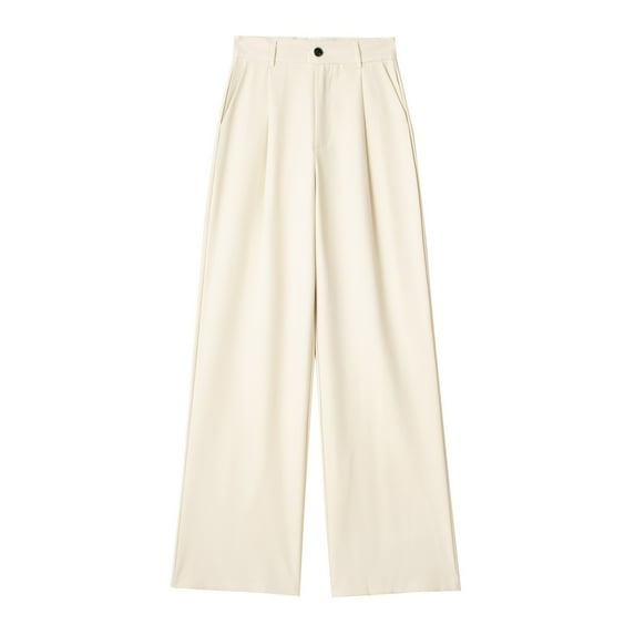 Bovemsi Women's Casual Pants Wide Leg High Elastic Waisted In The Back Business Work Trousers Long Straight Suit with Pockets