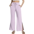 thumbnail image 1 of Bovemsi Women's Casual Pants Wide Leg Yoga High Waist Causal Summer Trousers With Pocket Wide Leg Casual Pants with Pockets, 1 of 4