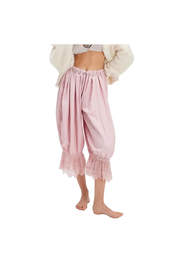 Women's Casual Pants Women Ruffle Hem Capris Lace Trim Pantaloons Lingerie Slips For Under Dress Hollow Home Clothes Beach Trousers